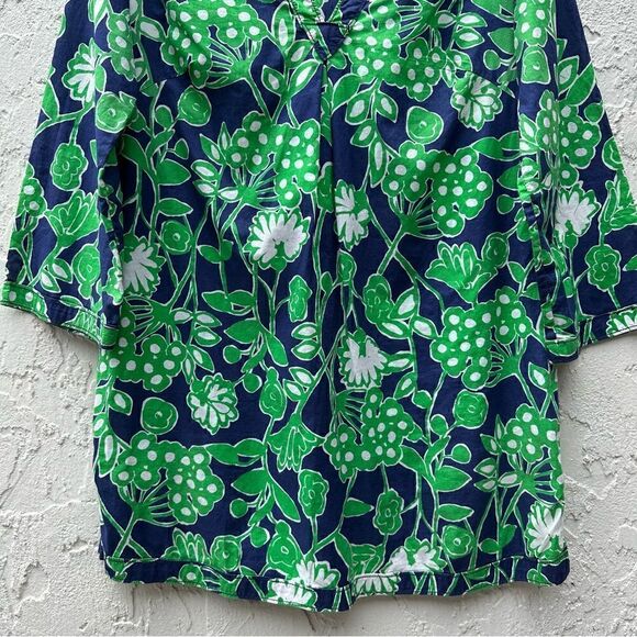 LILLY PULITZER Tunic Top Womens Size Small Popover Floral Cotton Blue Green - Picture 8 of 8